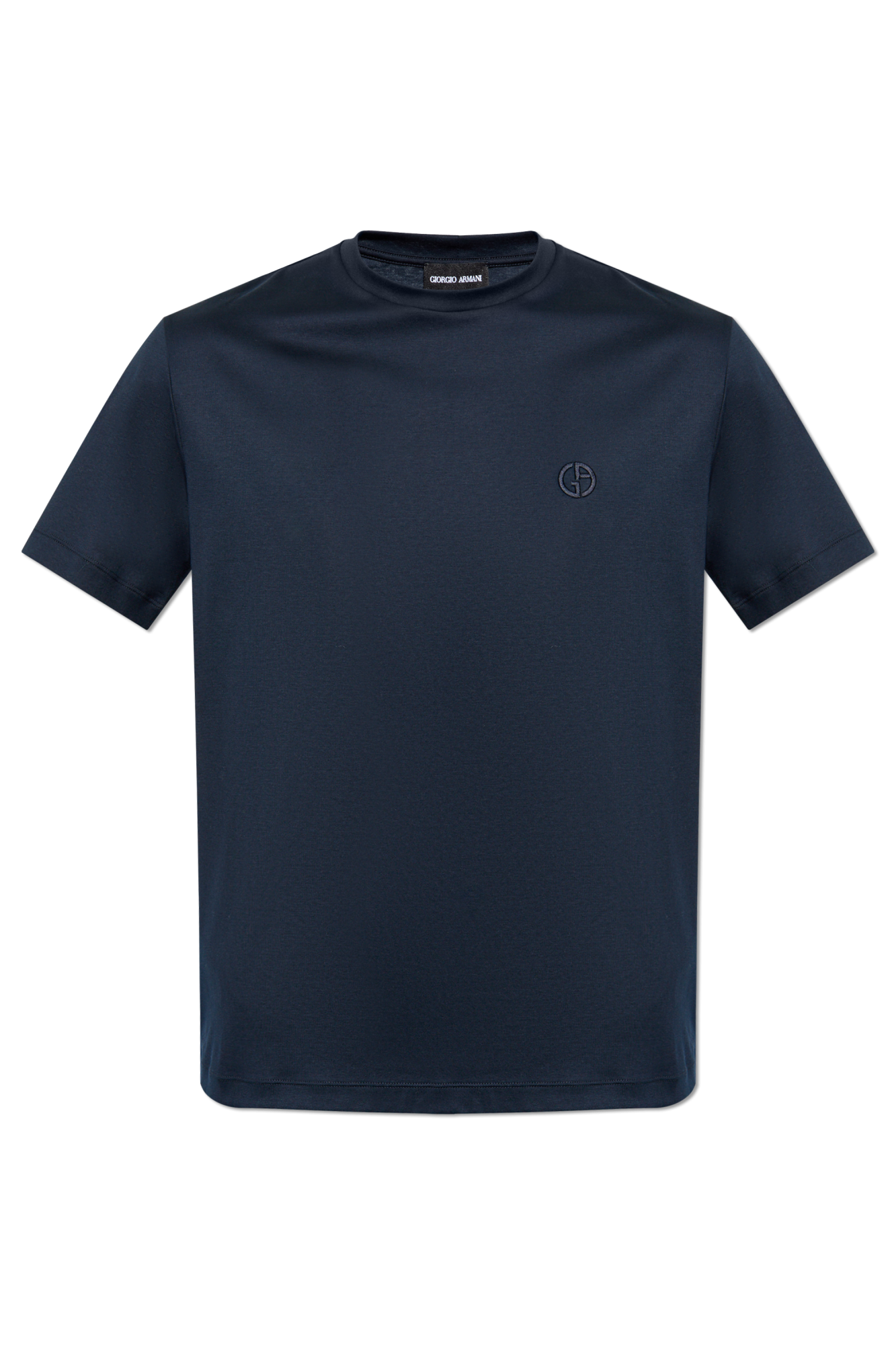 Navy blue T - shirt with embroidered logo Giorgio Armani Navy blue T - shirt with embroidered logo Giorgio Armani